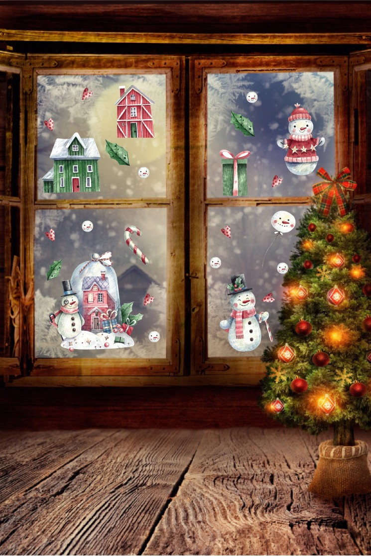 Noel Heyecanı Dekoratif Cam Stickerı